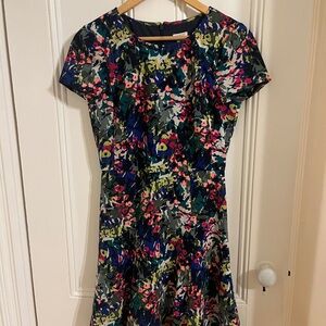 J. Crew Sz 0 EUC Floral Multicolor Women's Short Sleeve Dress